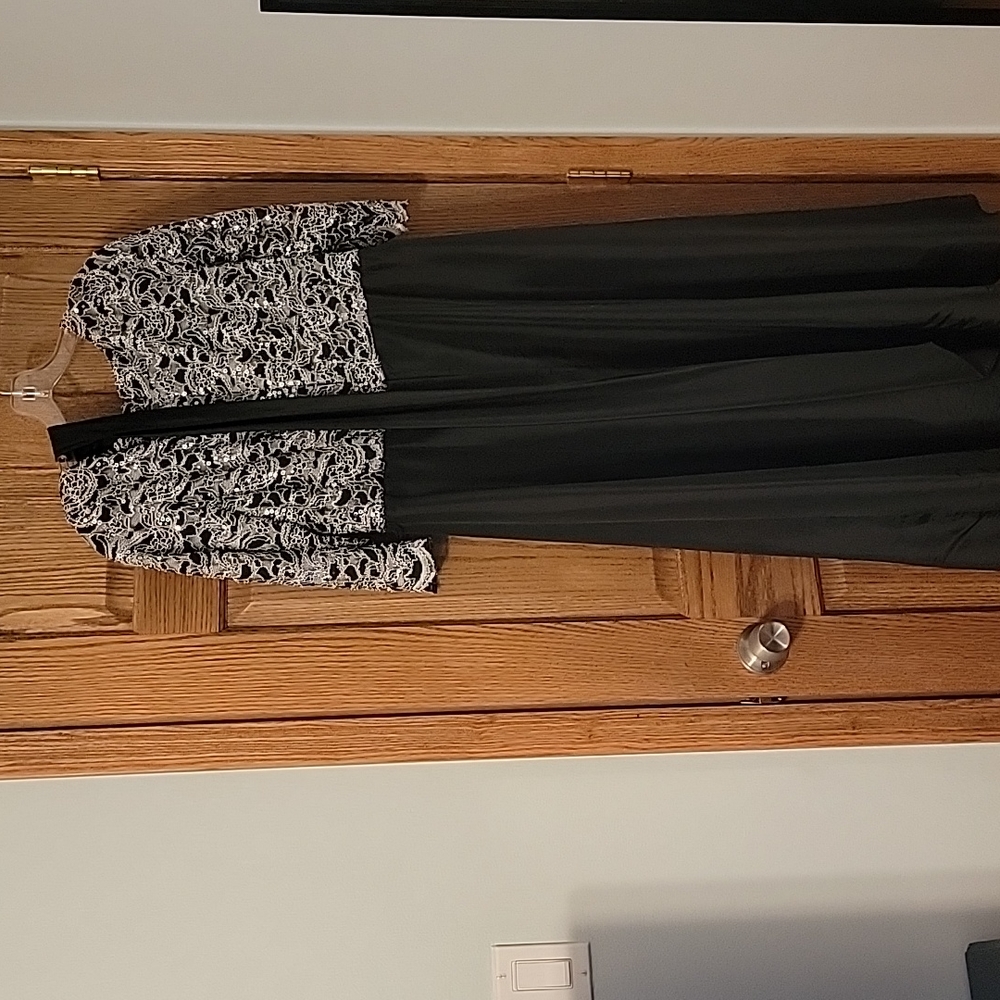 Dress, black with lace/sequence. Size 12.